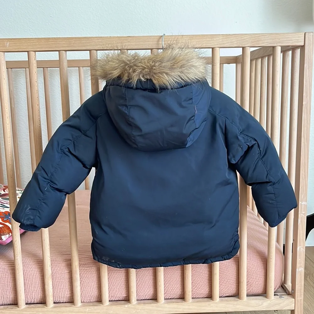 Zara Down Warm Puffer Jacket Coat with Fur Hood
